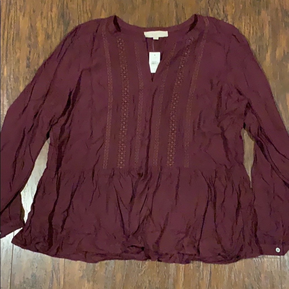 Loft maroon peasant top.